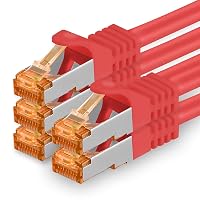 1aTTack.de 688909 Cat7-5x 3m - Cavo di rete Cat 7 Ethernet Lan 10 Gb/s PIMF LSZH Rosso