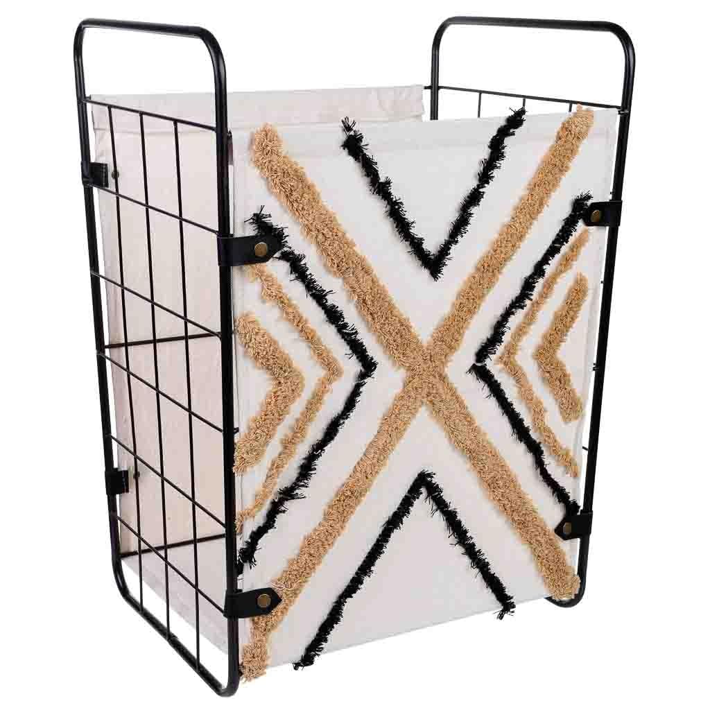 WANDERLUST DECO Cesto de la Ropa de Metal y Tela 46x35x55/63