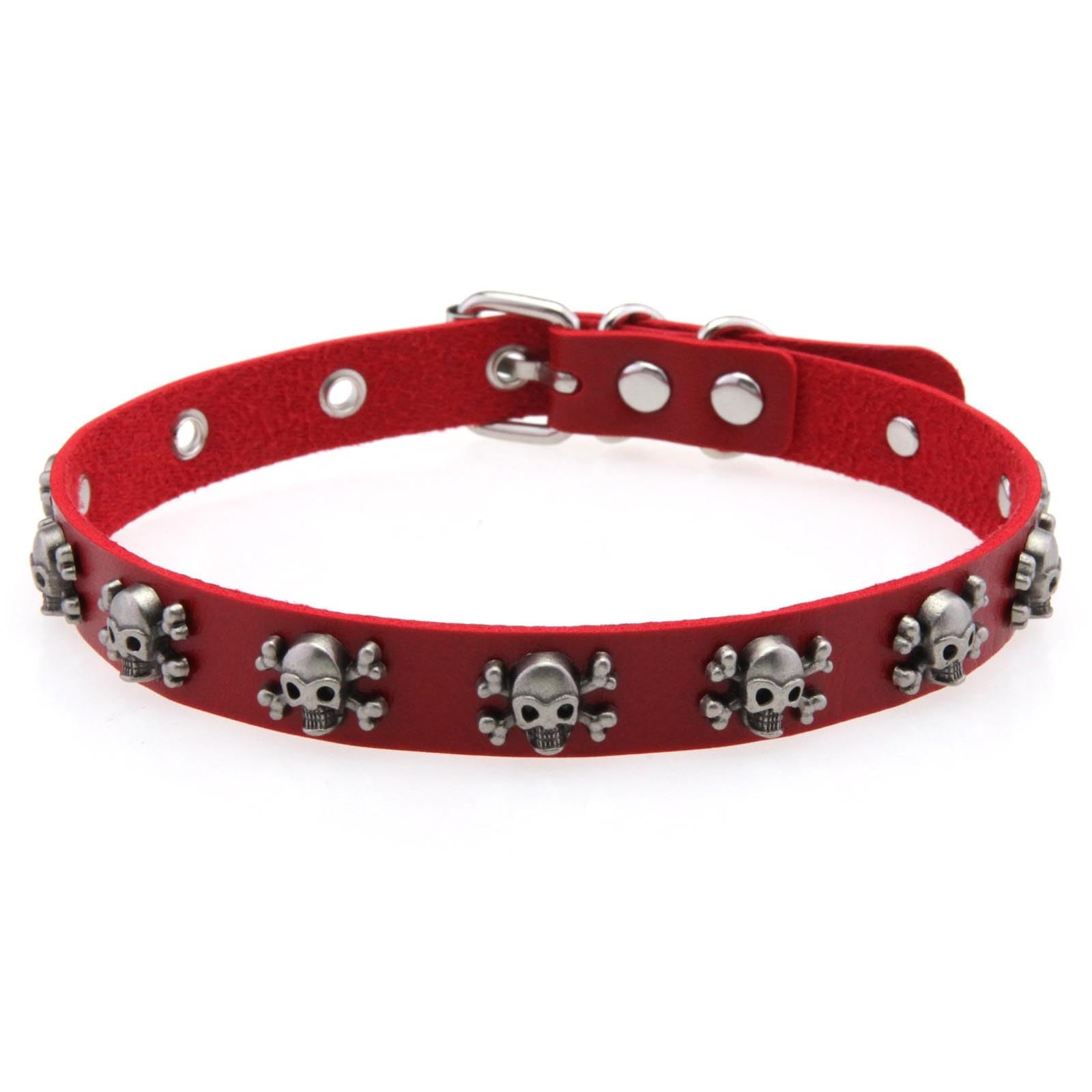 MICFENY Retro Skull Charm Leather Choker Soft PU Collar With Metal Punk Unisex Adjustable Necklace For Daily Wear