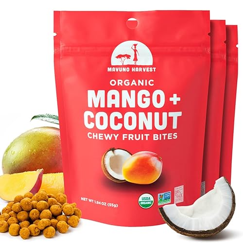 Mavuno Harvest Bocadillos de frutas orgánicas, bocadillos de frutas masticables, alimentos saludables para niños y adultos, de origen ético, sin