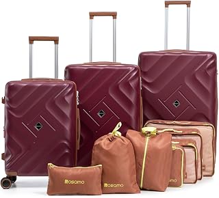 10 piece Luggage Set Expandable Suitcase 22x14x9 Airline Approved Carry on, ABS Hard Case Suitcases with Spinner Wheels,TSA Lock