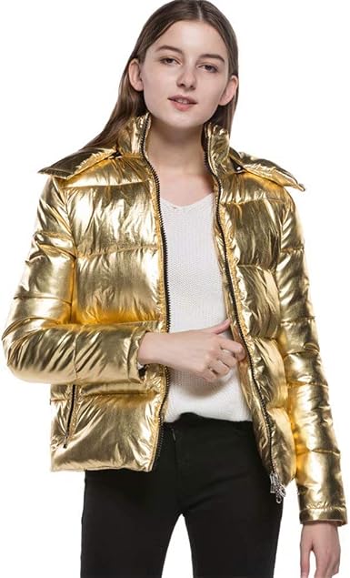 Sunrise-EU Chaqueta brillante con capucha para mujer. dorado XXL:  Amazon.es: Ropa
