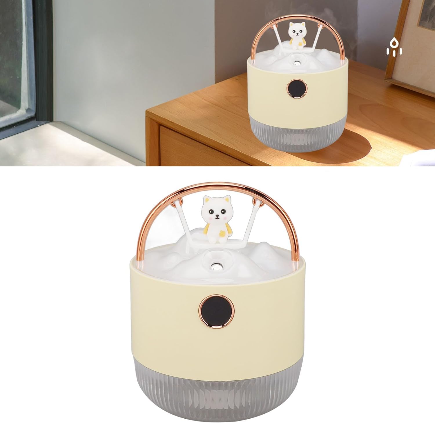 Domésticos Humidificador pequeño Escritorio luz Nocturna Gran Capacidad USB Creativo silencioso atomizado portátil(Giallo)