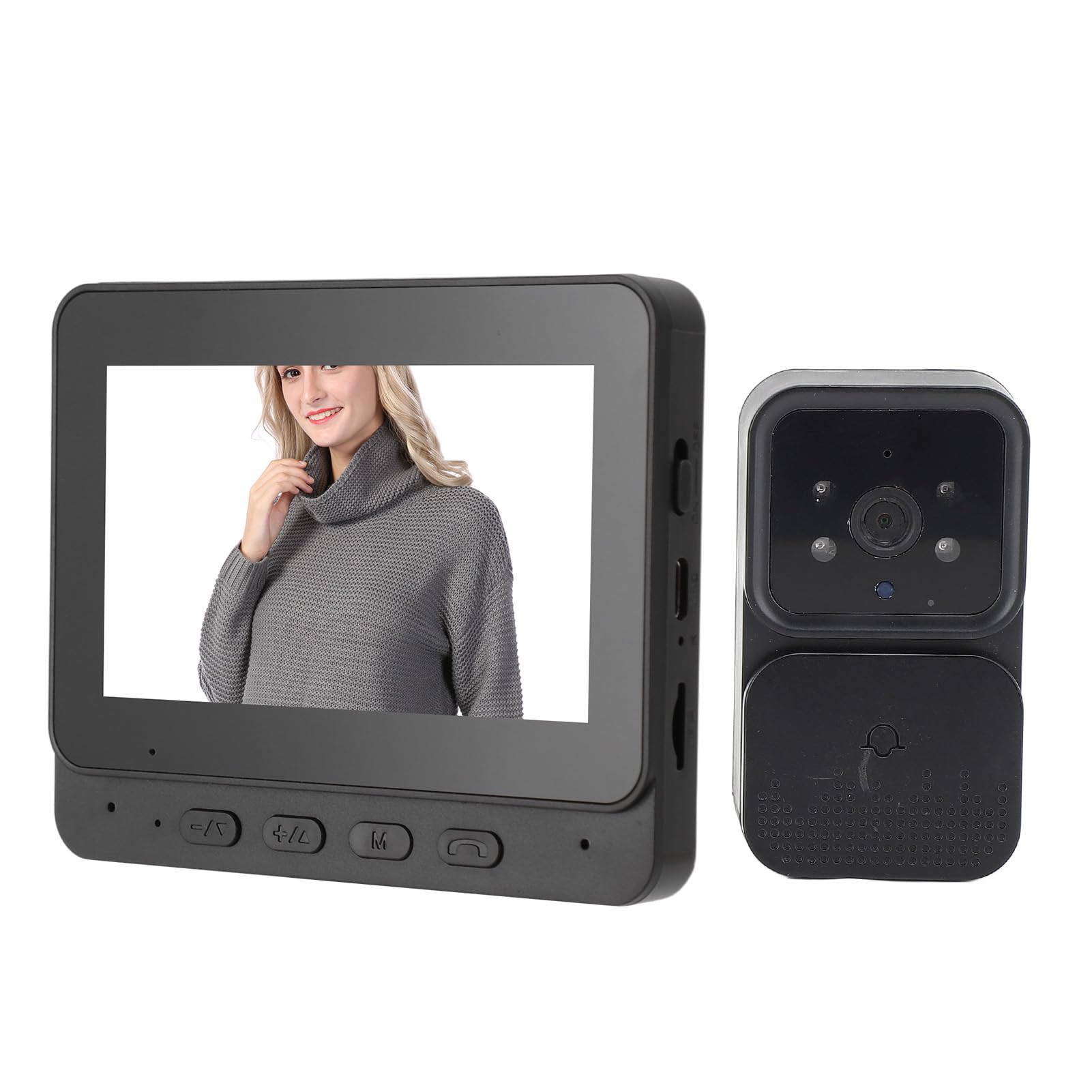 Cryfokt de Videoportero Inalámbrico WiFi, 1080P Night Vsion Videoportero Inalámbrico Kits de Cámara HD, Intercomunicador de Doble Vía para Apartamento de Oficina en Casa de Villa