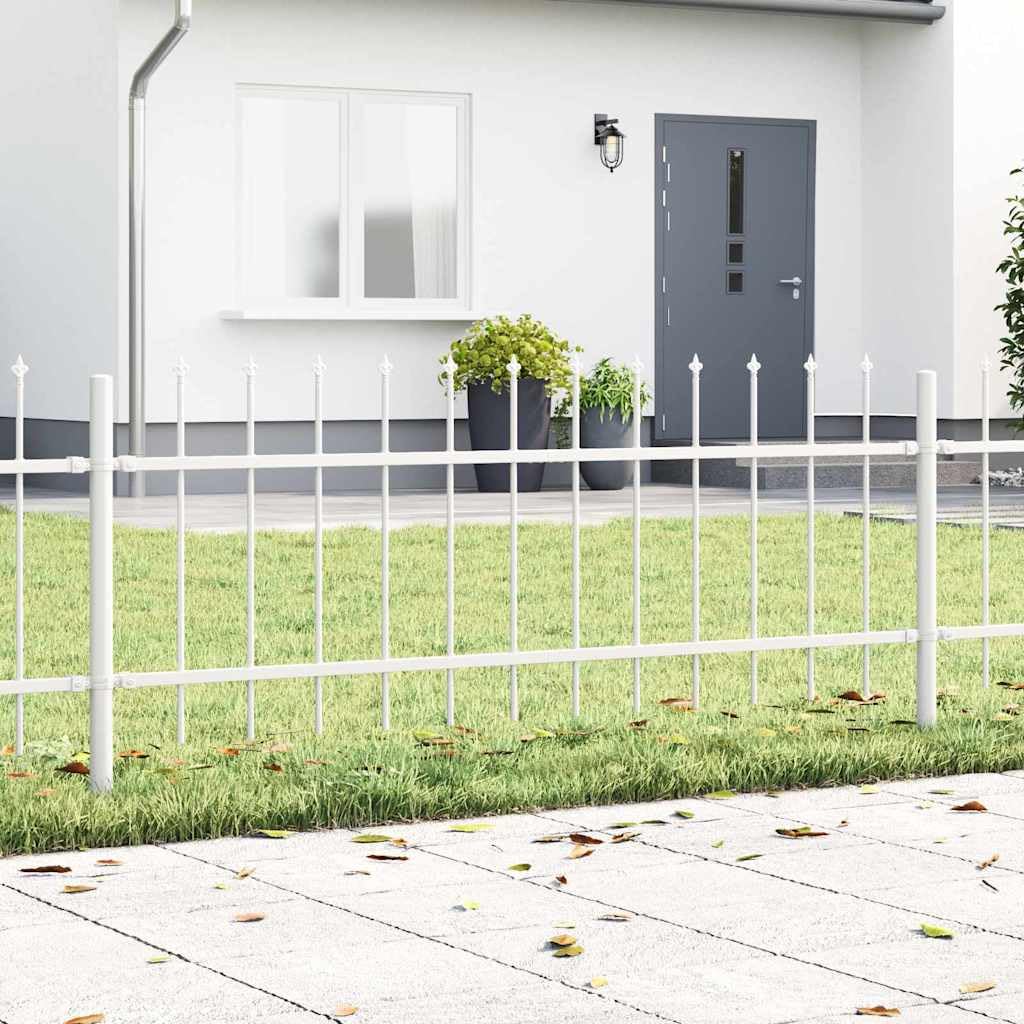 Gartenzaun 3 Stück Weiß, Pulverbeschichteter Stahl Zaunelement 5,1 x 0,6 m mit Sichtschutz für Terrasse, Balkon, Vorgarten und Außenbereich zur Grundstücksbegrenzung