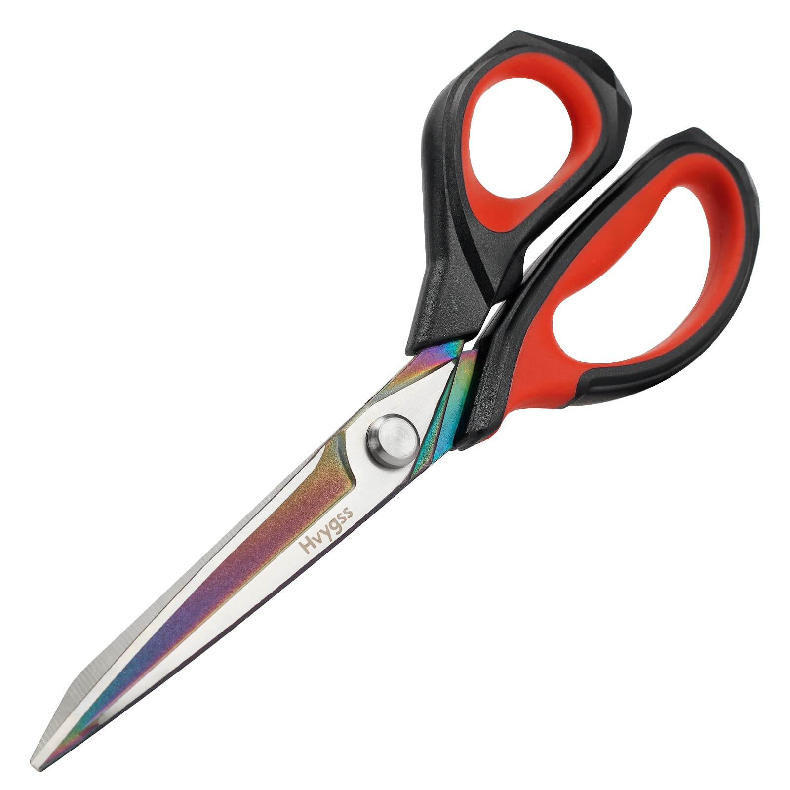 Hvygss 9.5 Inch Premium Fabric Scissors Multi-Purpose Heavy Duty Sewing Scissors Titanium Coating Forged Stainless Steel Softgrip Tailor Scissors for Fabric Cardboard Leather Carpet. (Red black)