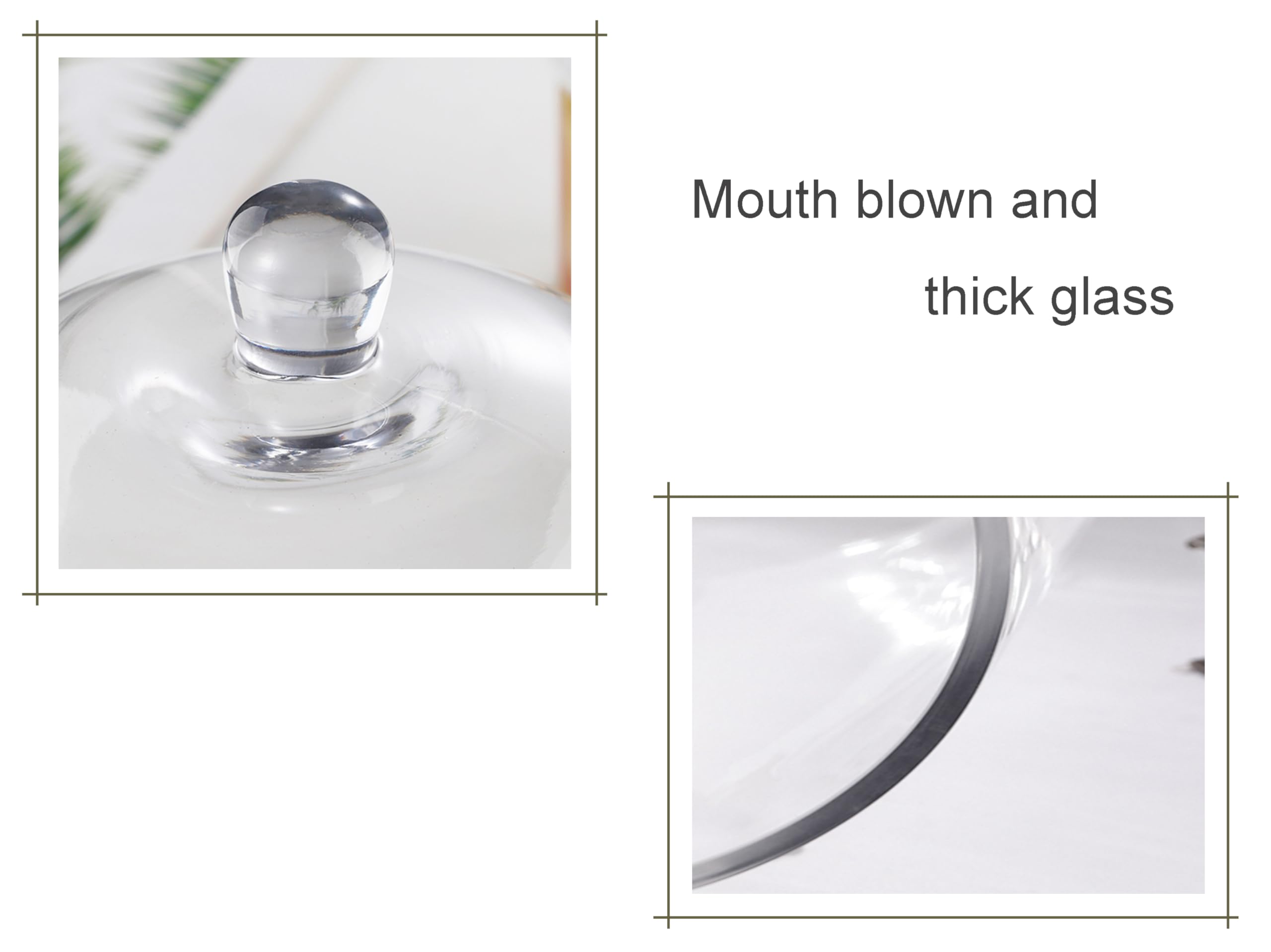 Handmade Glass Cloche, Thick & Sturdy, Dia 6