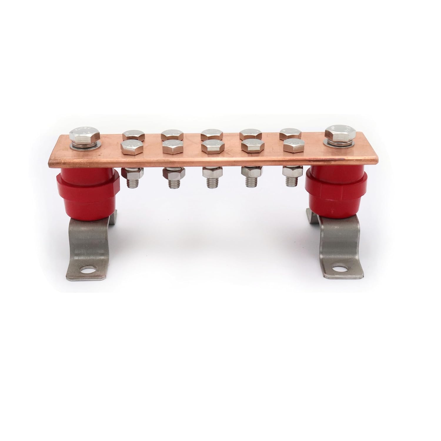 Wall Mounted Copper Ground Bar Kit, with 10 Terminal Positions,Copper Grounding Busbar Bar (.24"x 1.97"x 7.87") Kit