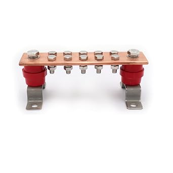 Wall Mounted Copper Ground Bar Kit, with 10 Terminal Positions,Copper Grounding Busbar Bar (.24x 1.97x 7.87) Kit