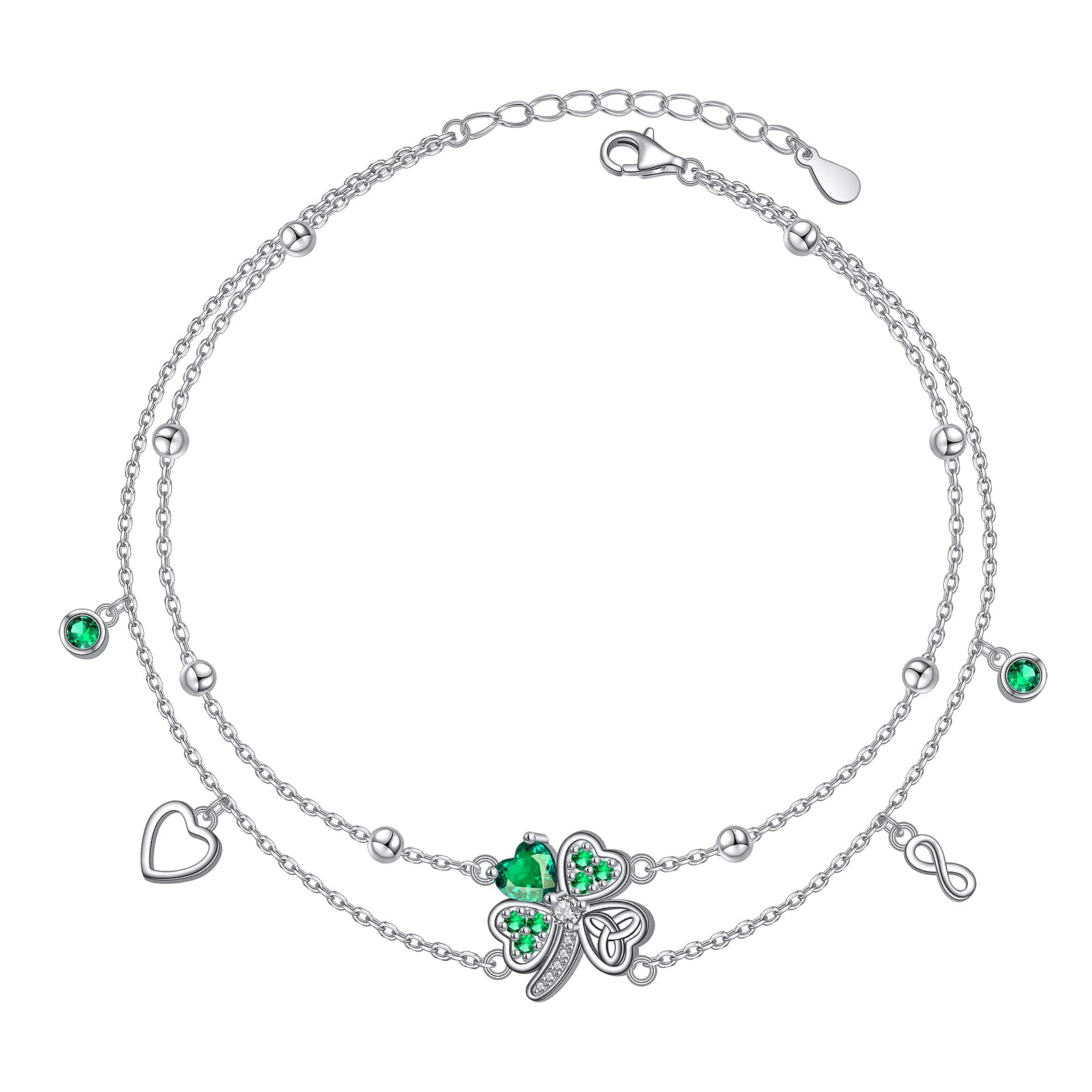 LonyinlgS925 Sterling Silver Anklets Adjustable Beach Foot Ankle Bracelet Jewelry Gifts For Women Girls