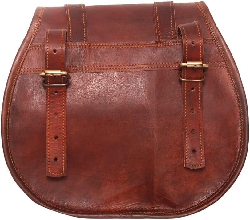 American Blue Borse da sella per moto, tasca laterale per bicicletta, borsa per attrezzi in pelle (2 tasche), Brown