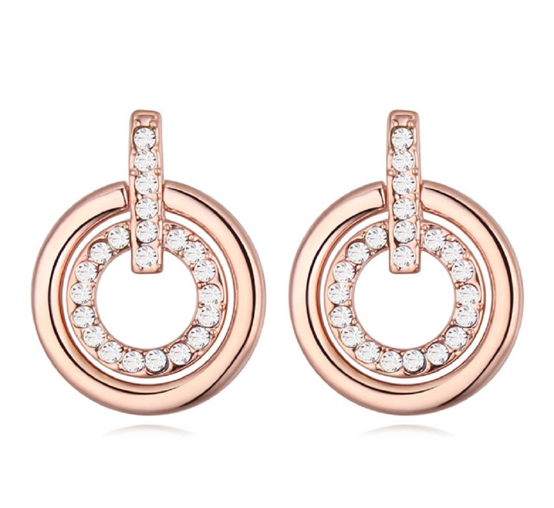 Crystalline Azuria Cristales Redondo Circulo Pendientes de tuerca 18ct Chapado en Oro Pendientes para Mujeres y Niñas