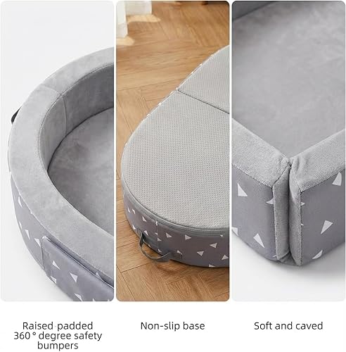 Miniatura 8 de Mooedcoe Cama plegable para niños pequeños con lados, cama plegable para niños pequeños de viaje, cuna de espuma para dormir