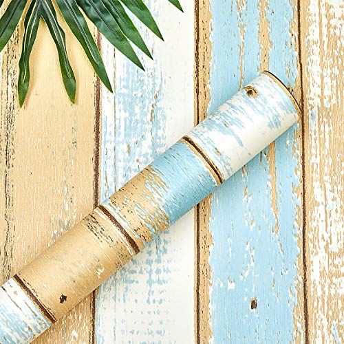 SUNBABY Wood Wallpaper17.7 X196.8inch Peel and Stick Wallpaper Self-Adhesive Removable Wallpaper Three-Color Wood Grain Wallpaper Wall Decor for Home Refurbish Decoration
