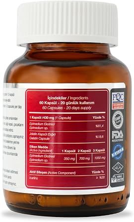 Epimedium Epimedyum 60 Kapsül x 430 mg Azgın Teke SEPE