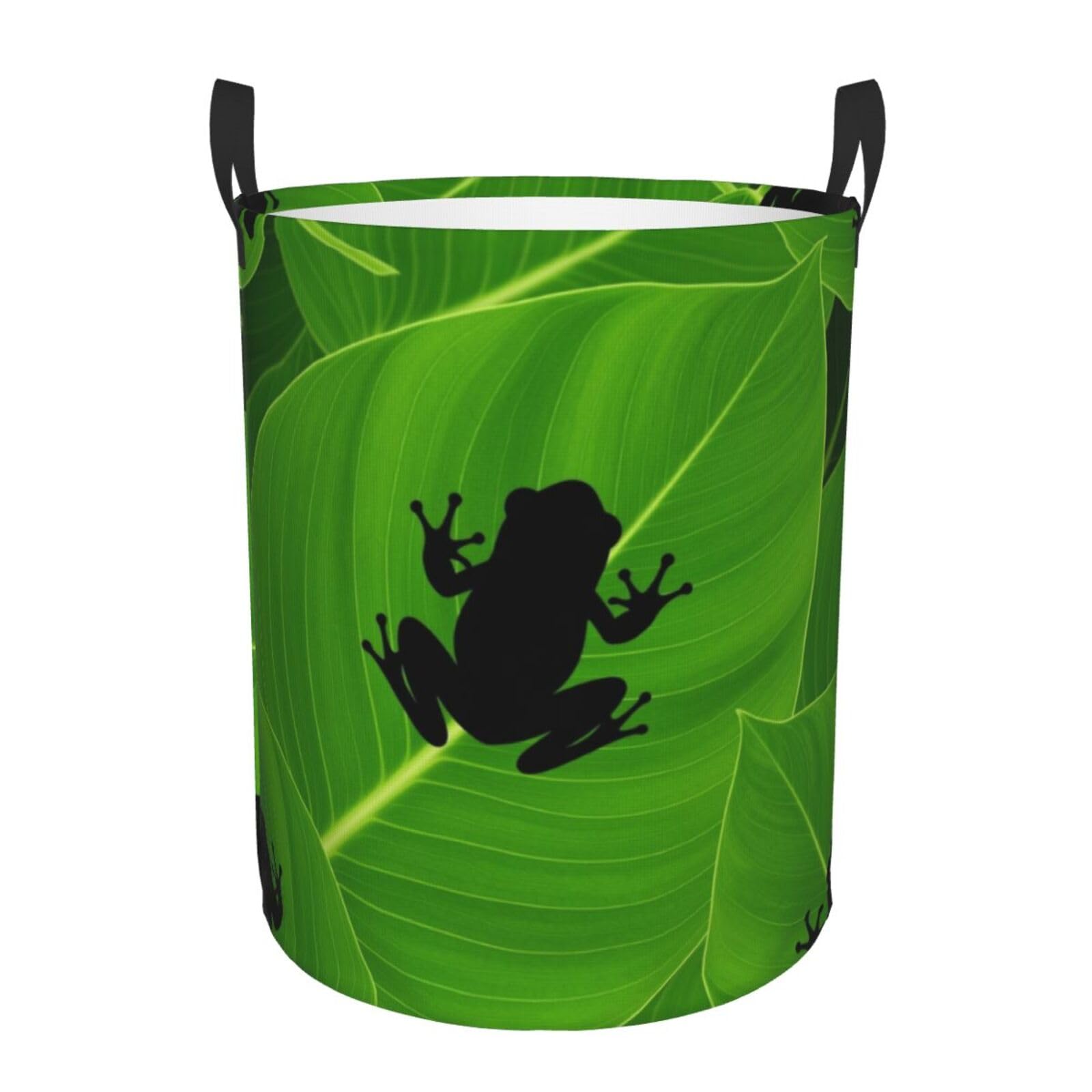 Cesta Panni 40X50cm Green Leaves Frog Cesta Biancheria Sporca