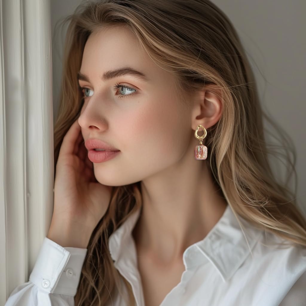 Baroque Pearl Earrings for Women - 14K Gold Plated Lightweight Cultured Freshwater Drop Dangles for Beach Weddings Birthday Gift, Daily Elegance & Sensitive Ears
