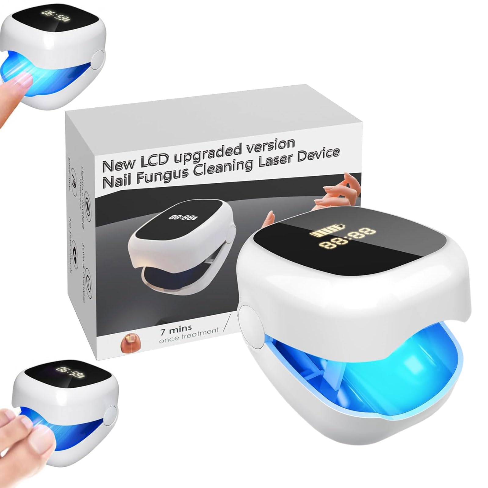 Portatile Dispositivo Trattamento Laser per Funghi Unghie Piedi(Bianco) | Dispositivo Antimicotico Portatile per Pulizia e Riparazione Unghie e Trattamento Funghi Unghie