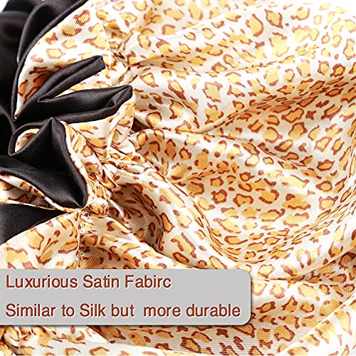 Image of Extra Large Adjustable Double Layer Satin Hair Bonnets with Drawstring for Women Night Sleeping Long Silky Satin