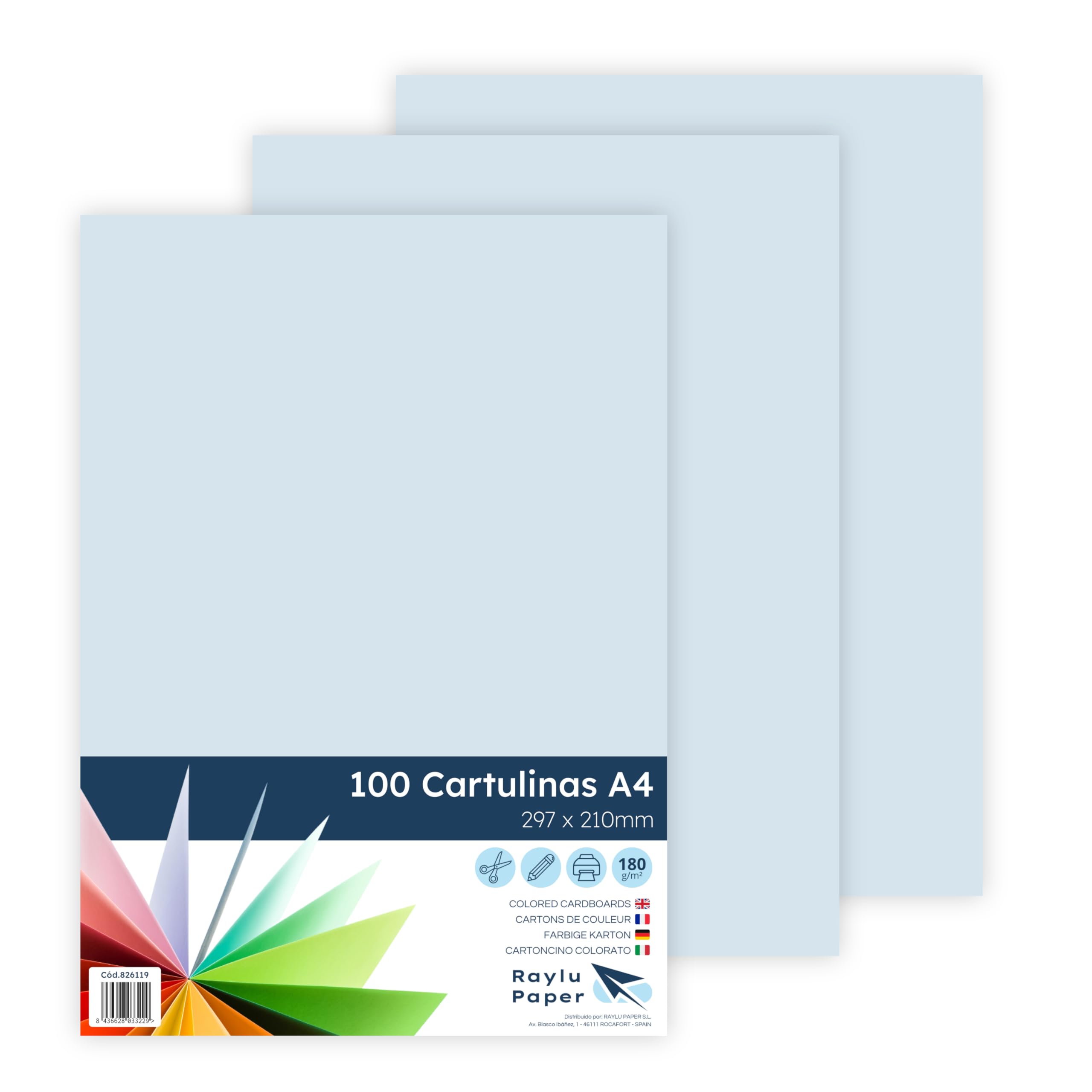 Raylu Paper® A4 100 Pieces Grey Card 180g 210x297mm Ideal for Binding, Office Work, Drawing, Crafts Cardstock Suitable for School Use (Dark Grey)