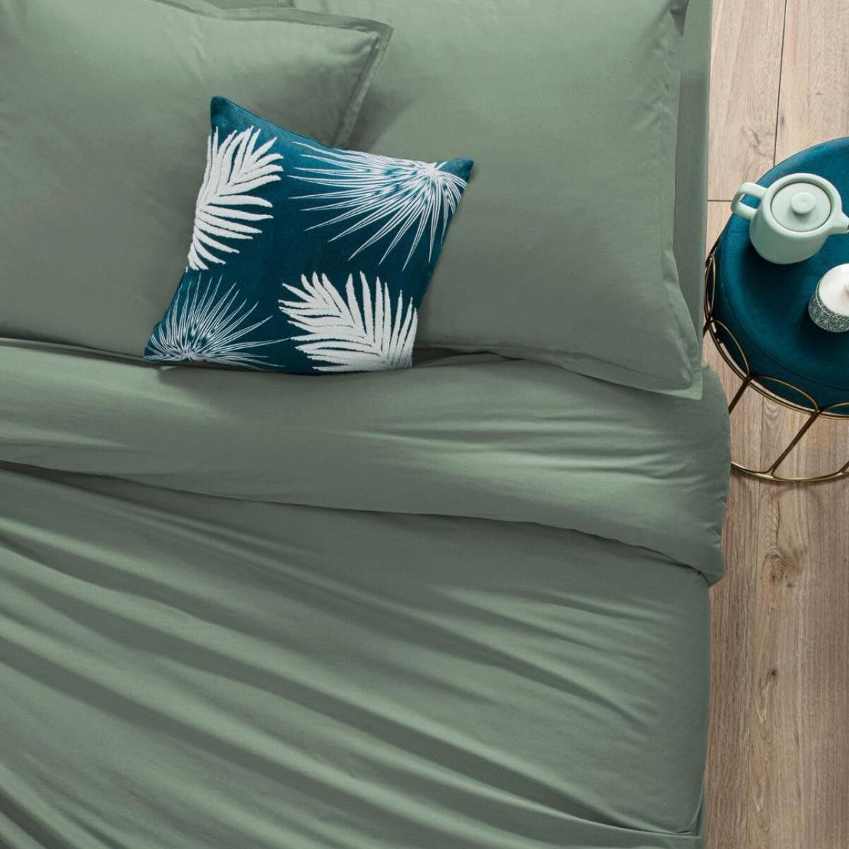 1 Stück Bettdeckenbezug 140x200cm Seladongrün
