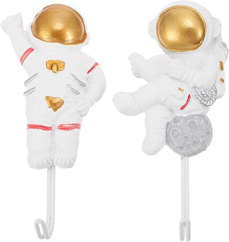 2 ganchos de pared de astronauta, resistentes para montar en la pared, ganchos adhesivos para bata, toallas, llaves, perchero, perchero, para el