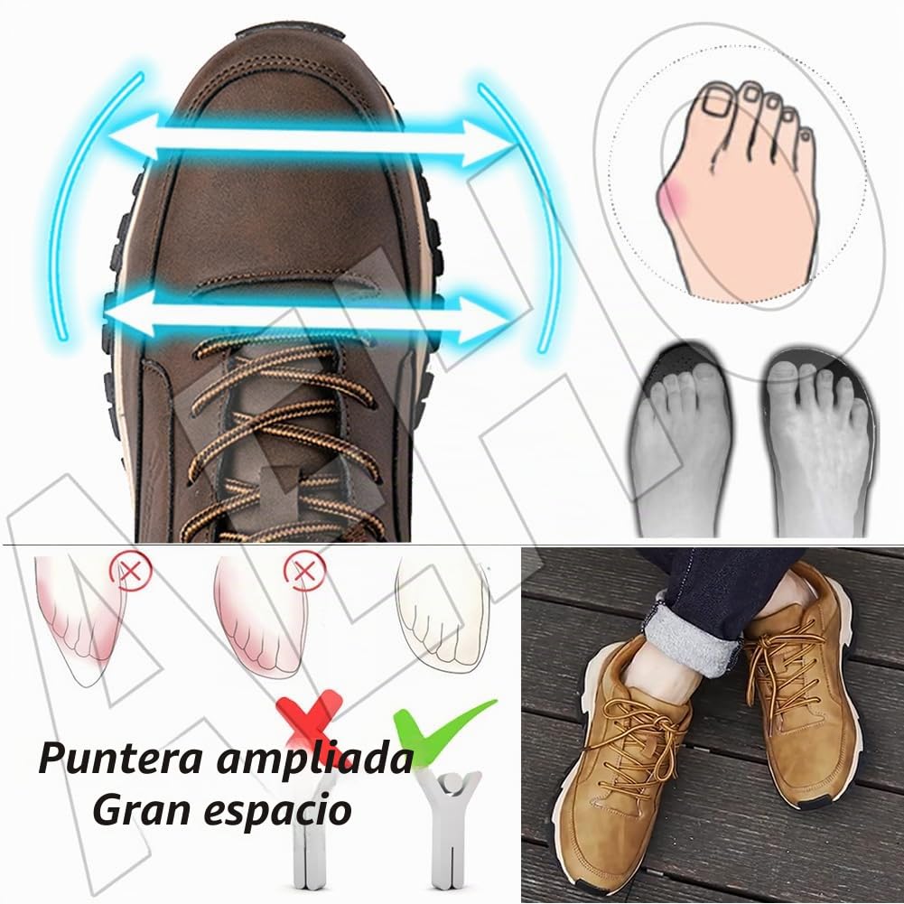 AEHO Zapatillas Pie Ancho Hombre Zapatillas sin Cordones Hombre Zapatos Deportivos Casuales para Correr Gimnasio Sneakers Ligero Transpirable Zapatillas de Running Adulto,Caqui,41/255mm
