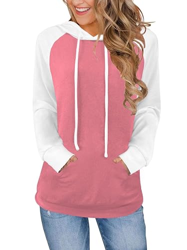 Bosmeer Hoodies for Women Long Sleeve Color Block Sweatshirt Pullover