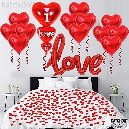 Giant, I Love You Balloons Set 36 Inch - Red Rose Petals, Pack Of 1000 | Script Love Balloon, Red Heart Balloons For Valentines Day Decor | Heart Shaped Balloons For Romantic Decorations Special Night #TOP5