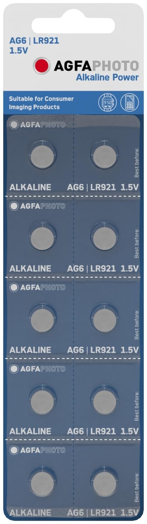 Alkaline Long Lasting Coin Button Cell [ AG6, LR920 ] Pack of 10 Batteries