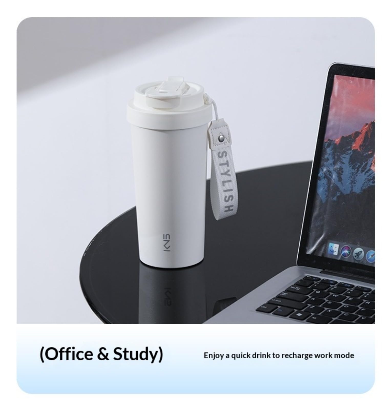 Tazza da 550 ml con rivestimento interno in pura ceramica e cannuccia, ideale per bere direttamente e per un doppio utilizzo; adatta come tazza da caffè in ufficio o come tazza da viaggio in auto.