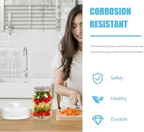 Miniatura 9 de UPKOCH Tarro de fermentación de vidrio con tapas de fermentación de tarro de pepinillo con mango de fácil agarre para frascos de boca ancha,