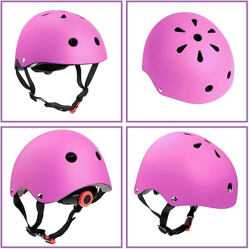 Miniatura 48 de Casco ajustable para niños de 3 a 16 años, equipo de protección con coderas, rodilleras y muñequeras para multideporte, patinaje, bicicleta, 1