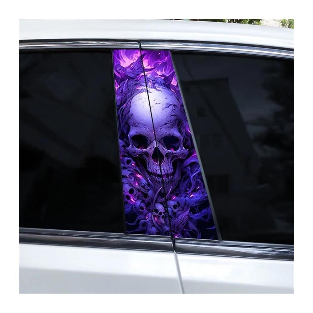 Body Parts 2pcs Car B-Pillar Decals Magic Skull PVC Auto Center Pillar Waterproof Sticker(F)