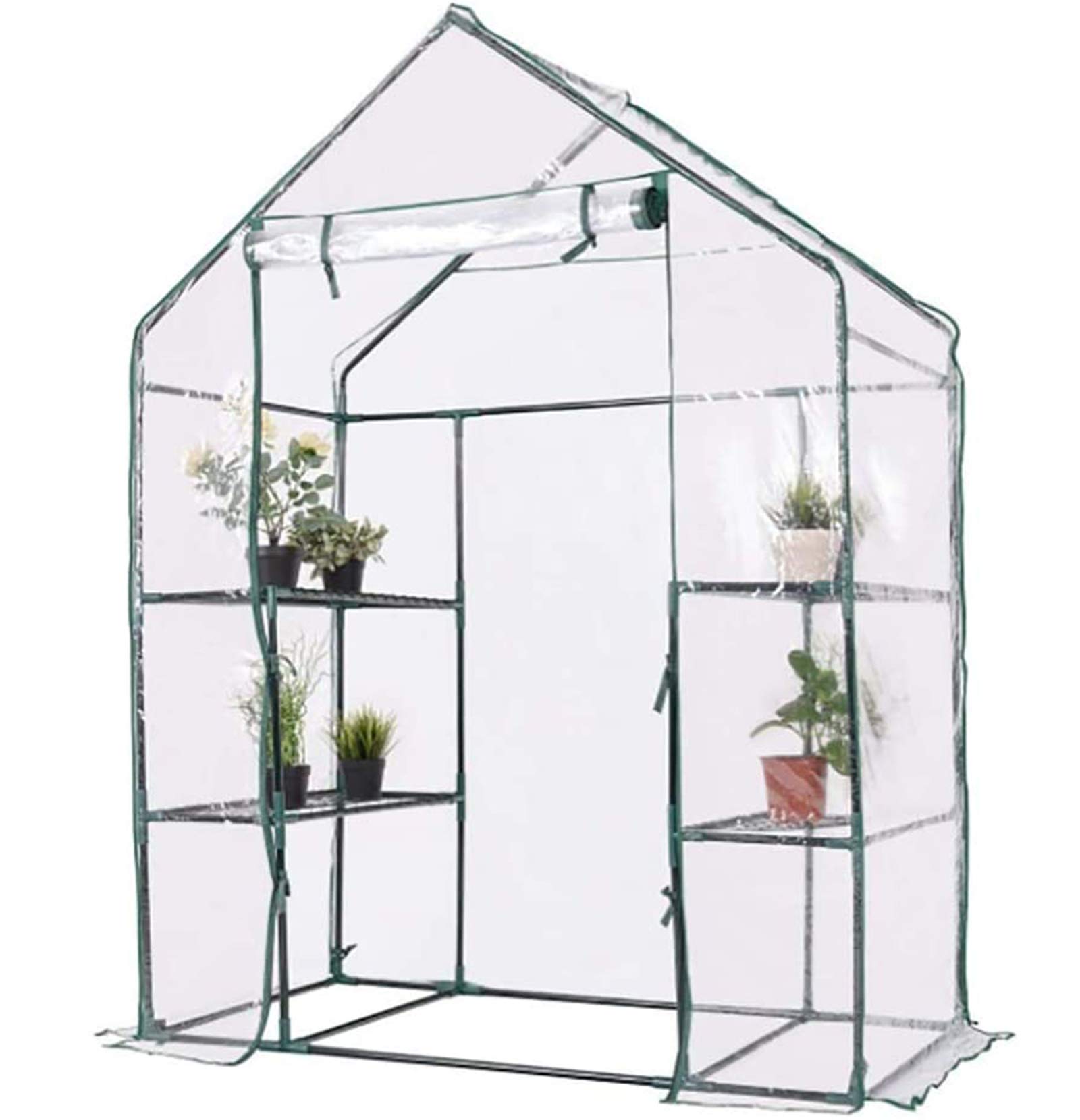 KSZJSDWalk-in Greenhouse, Large Reinforced Green House Multifunction Waterproof Portable Outdoor Garden Greenhouse for Grow Vegetables and Flowers