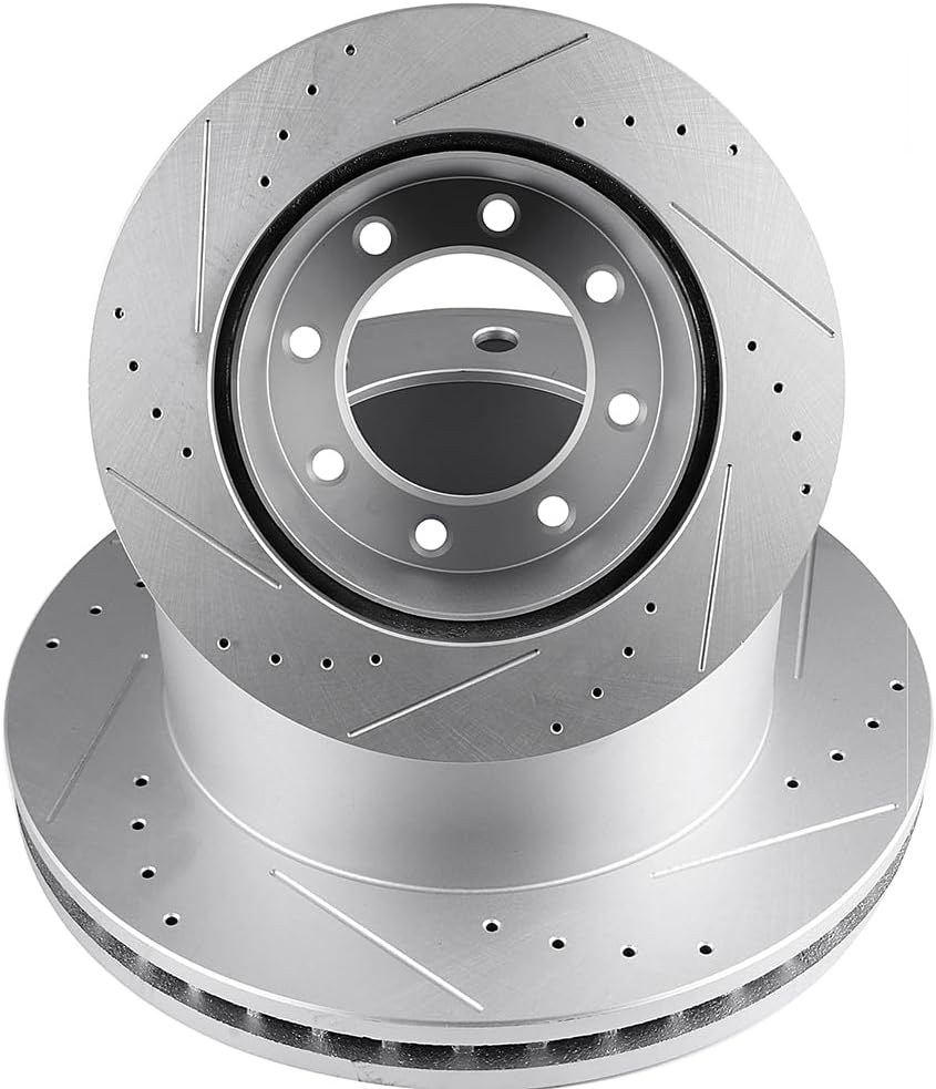 AUTOMUTO Rear Rotors Drilled Slotted Brake Rotor fit For 2005-2012 For Ford For F-250 Super Duty,2005-2012 For Ford For F-350 Super Duty
