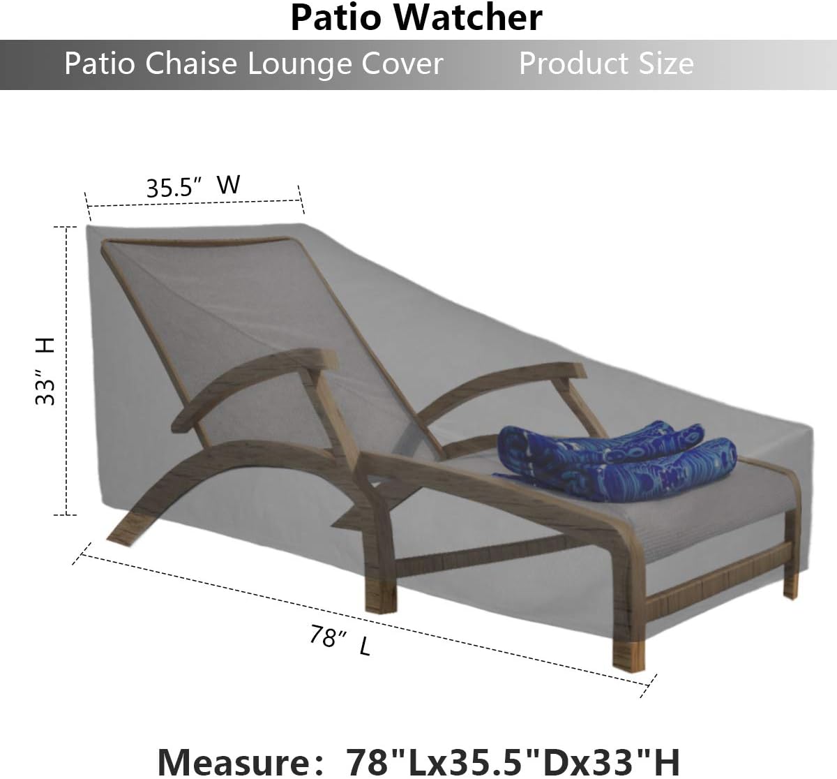 Patio Watcher Waterproof Patio Chaise Lounge Covers, Heavy Duty Outdoor Chaise Lounge Covers with Durable and Water Resistant Fabric, 78 Inches Long, Grey : Patio, Lawn & Garden