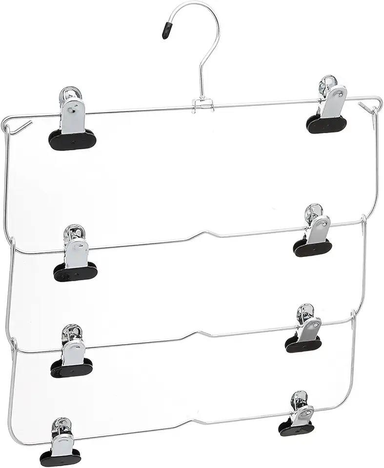 Whitmor Cabide de saia dobrável de 4 camadas cromado/preto