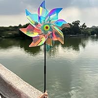 Vista 7 de Paquete de 5 molinetes para patio y jardín, molinetes reflectantes para disuasión de aves, molinetes para exteriores, molinetes para exteriores