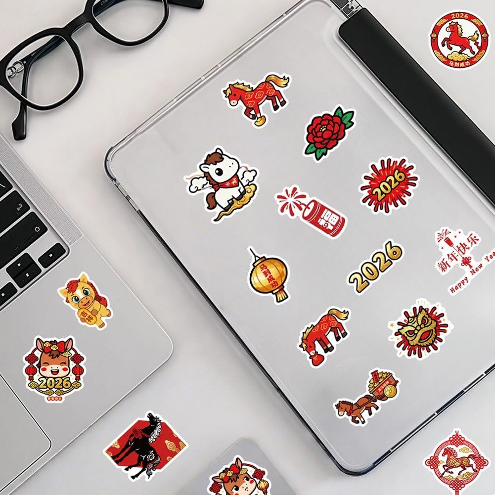 Naklejki na chiński Nowy Rok, 60 sztuk, naklejki na laptopa i bagaż