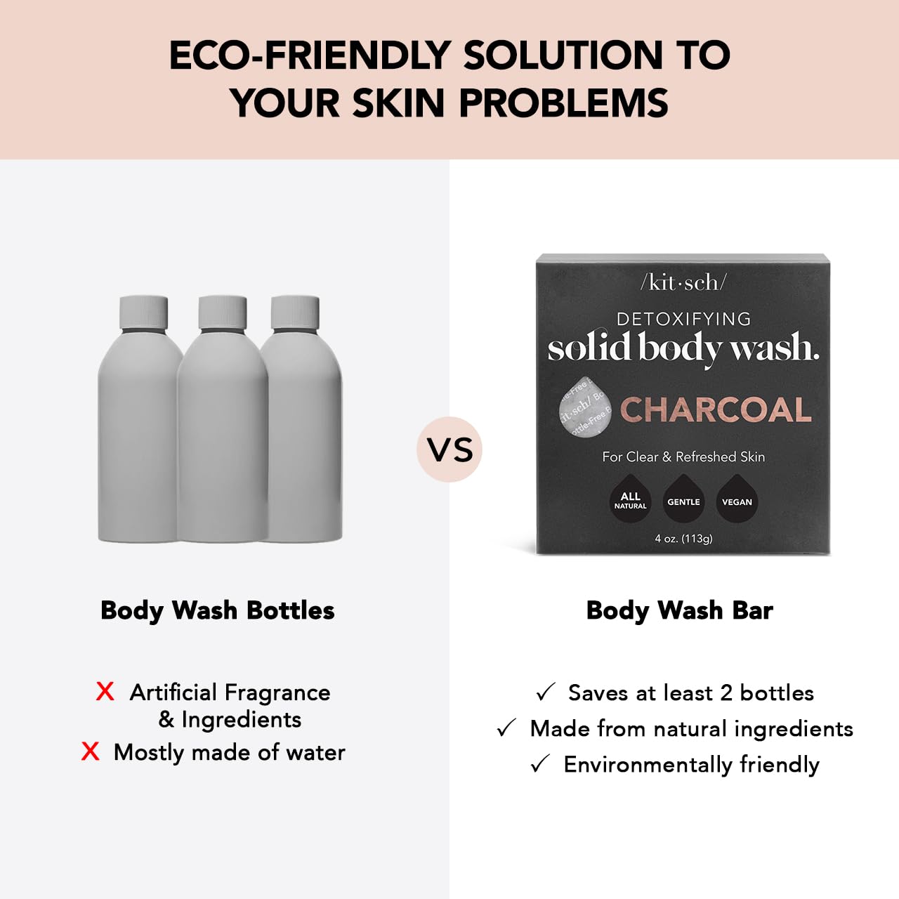 Kitsch Coconut Oil Conditioner Bar & Detoxifying Charcoal Body Wash Bar with Discount