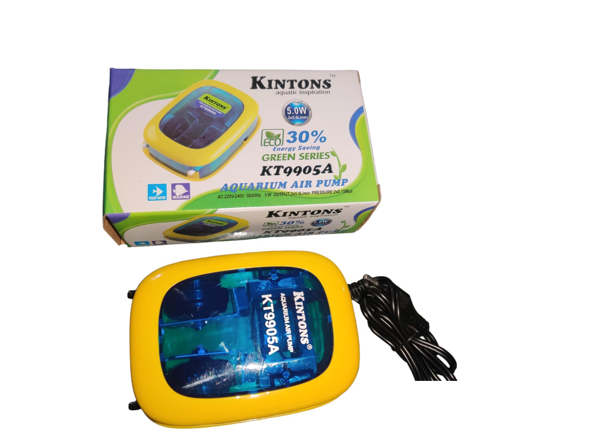 Kintons 30% Energy Saving Double Outlet Aquarium Air Pump 5w Output 2x5.5L/Min KT-9905A (B0CWPCRHMT) Amazon Price History, Amazon Price Tracker