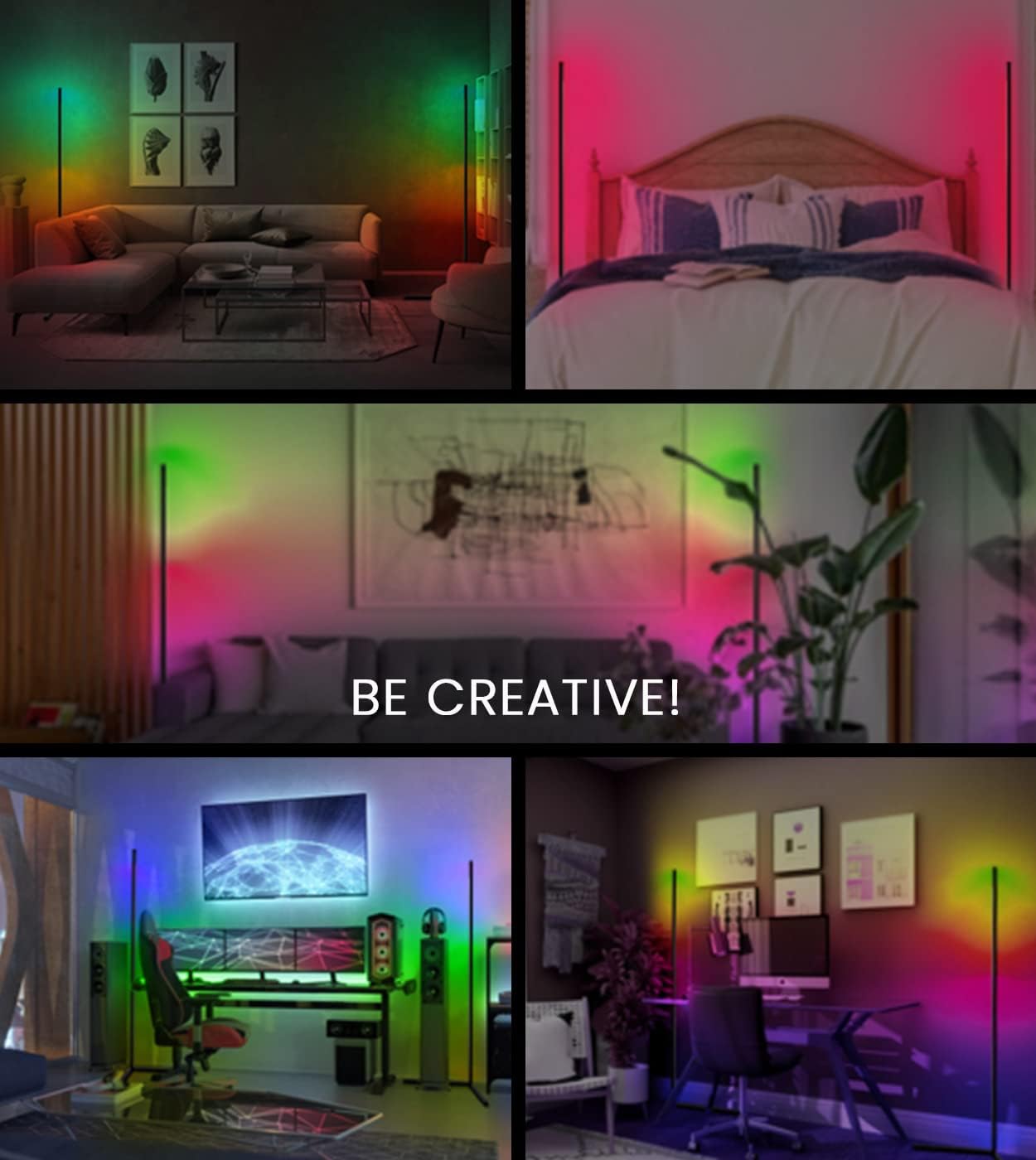 Corner Floor Lamp, 2 Pack, RGB Floor Lamp, Corner Led Lamp, Color Changing Floor Lamp, Led Lamps, Mood Lighting, Minimal Lamp, Corner Lights for Living Room