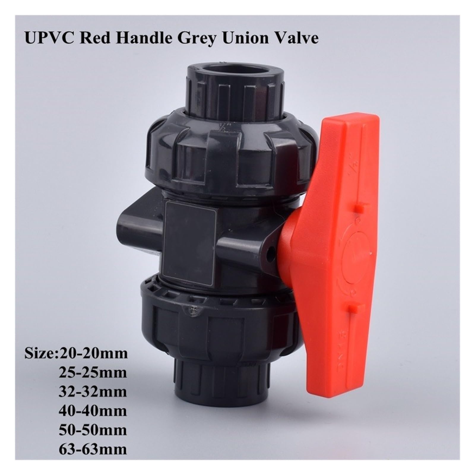 Valvola a sfera con passaggio totale, Valvola a sfera a doppia unione in PVC con connettore rapido for irrigazione da giardino(Upvc Grey Valve,ID 40 mm)