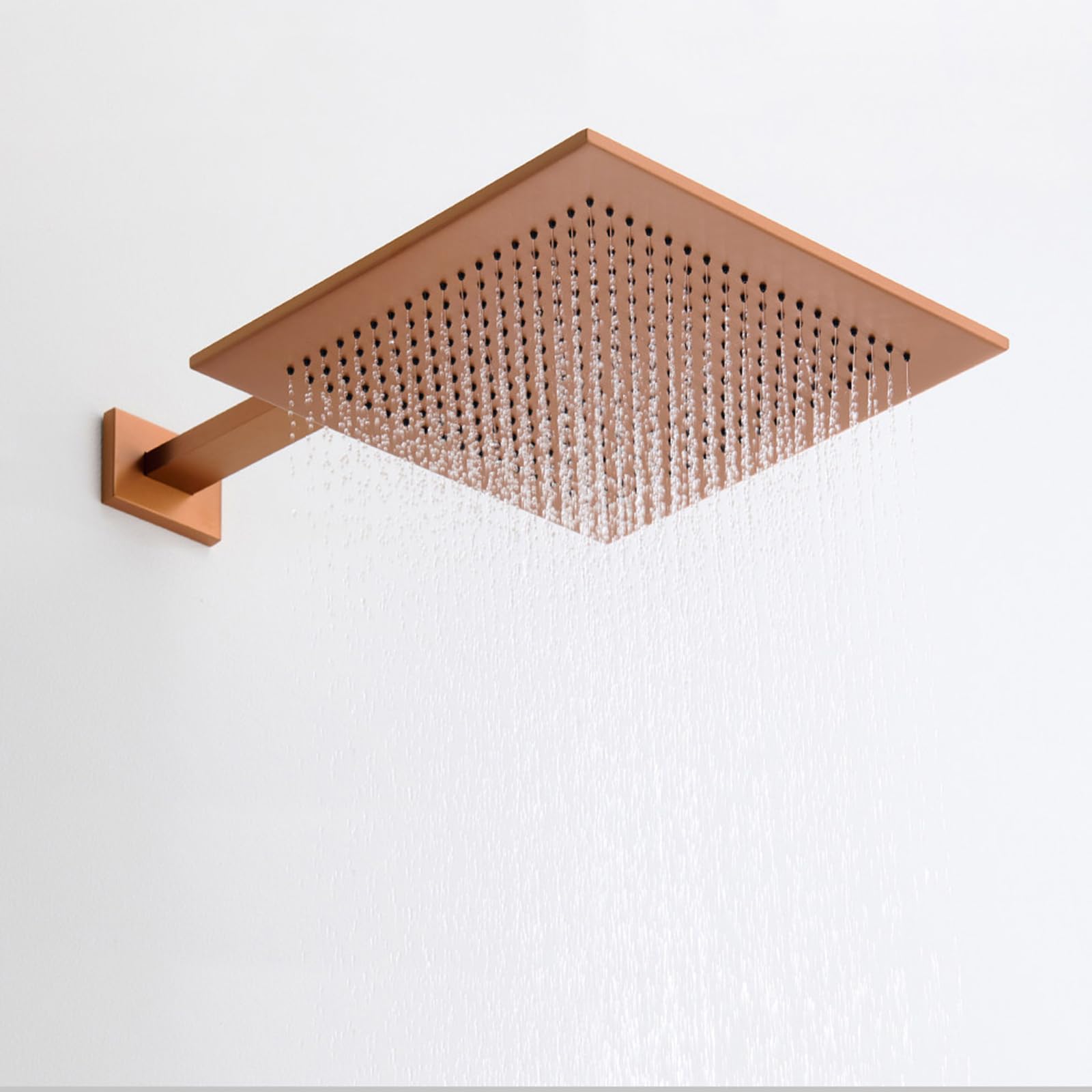Juego de grifo de ducha termostático oculto con cabezal cuadrado de lluvia, estructura de latón, 2 válvulas de escape para baño moderno