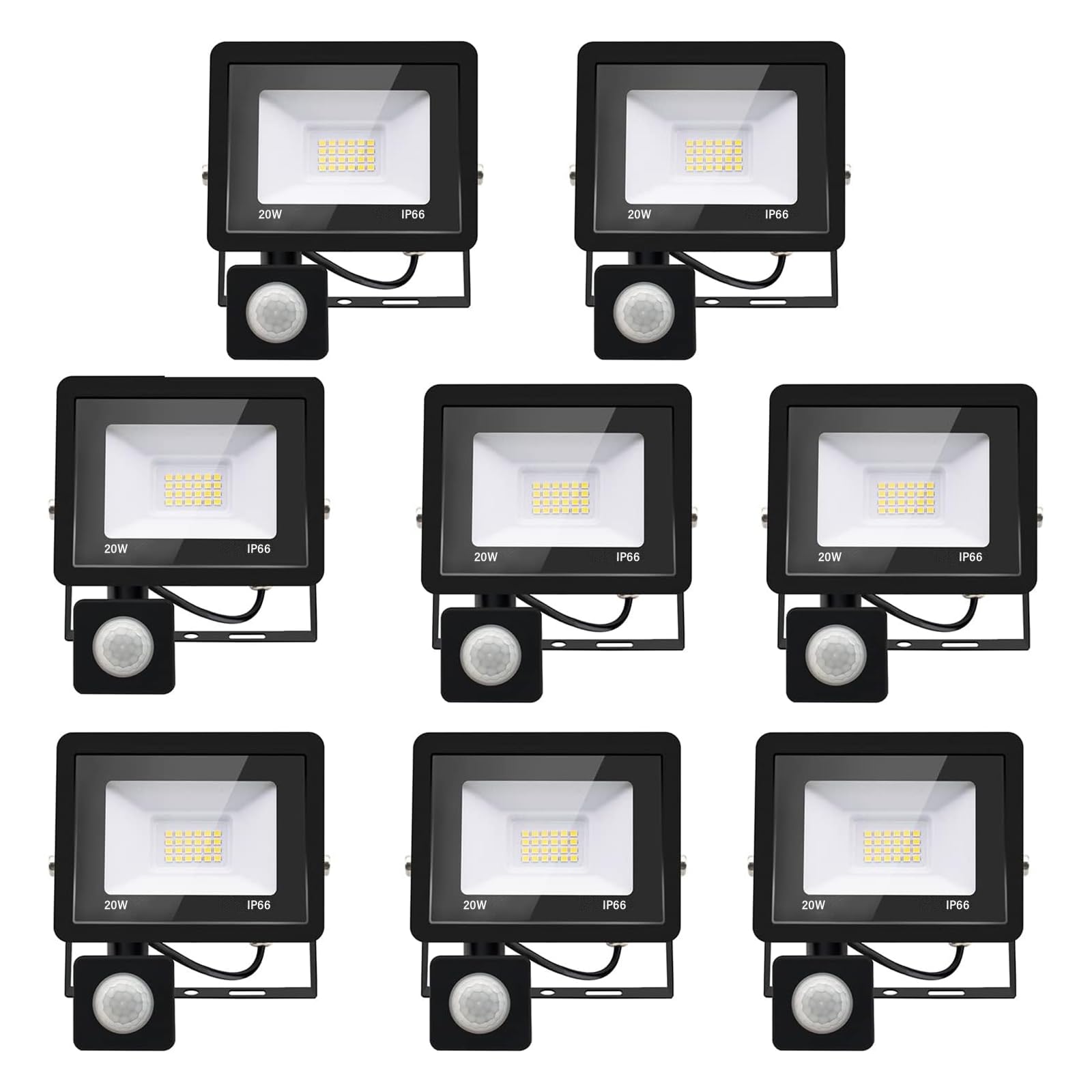 4*led strahler mit bewegungsmelder außen 20W,2000LM LED Strahler Außen mit Bewegungsmelder IP66 Scheinwerferled aussenstrahler bewegungsmelder Kaltes Weiß 3000K Außenstrahler LED Fluter Flutlicht