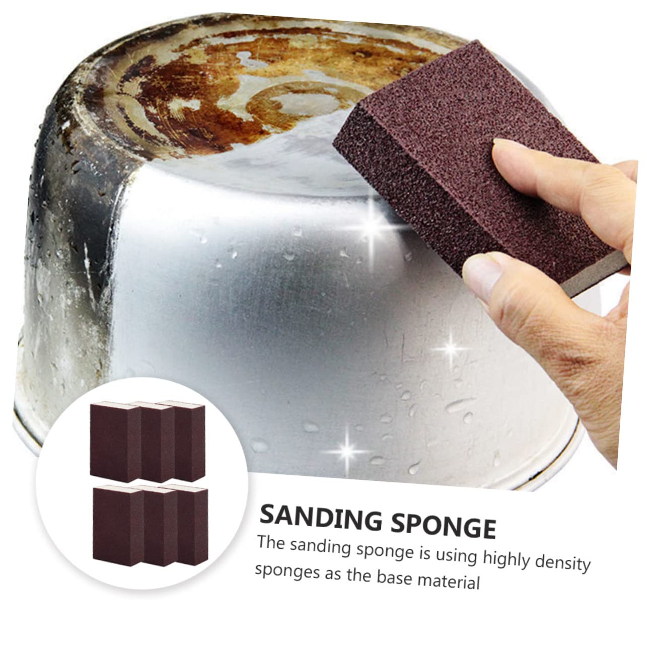 12 Esponjas De Lijado De Arena De Esmeril, Bloque De Limpieza para Ollas y Utensilios, Esponja Nano Abrasiva Marrón Rojizo 10x7x2.5 Cm para Limpieza De Cocina y Eliminación De Óxido