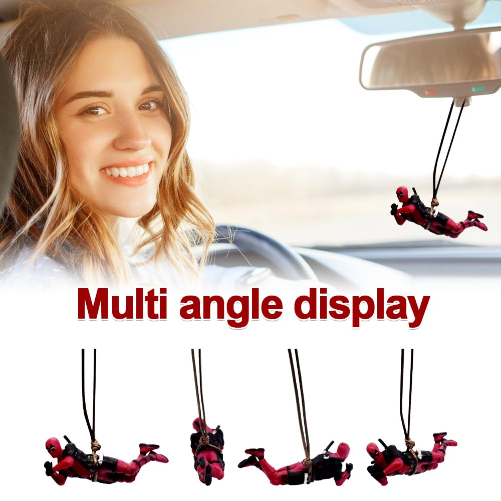 Ciondolo Auto Altalena, Deaadpool Carino Ornamenti, Specchietti Retrovisori, Mini Appeso Altalena, Ciondolo per Veicolo, Appeso Ornamento Accessori per Autto e Casa