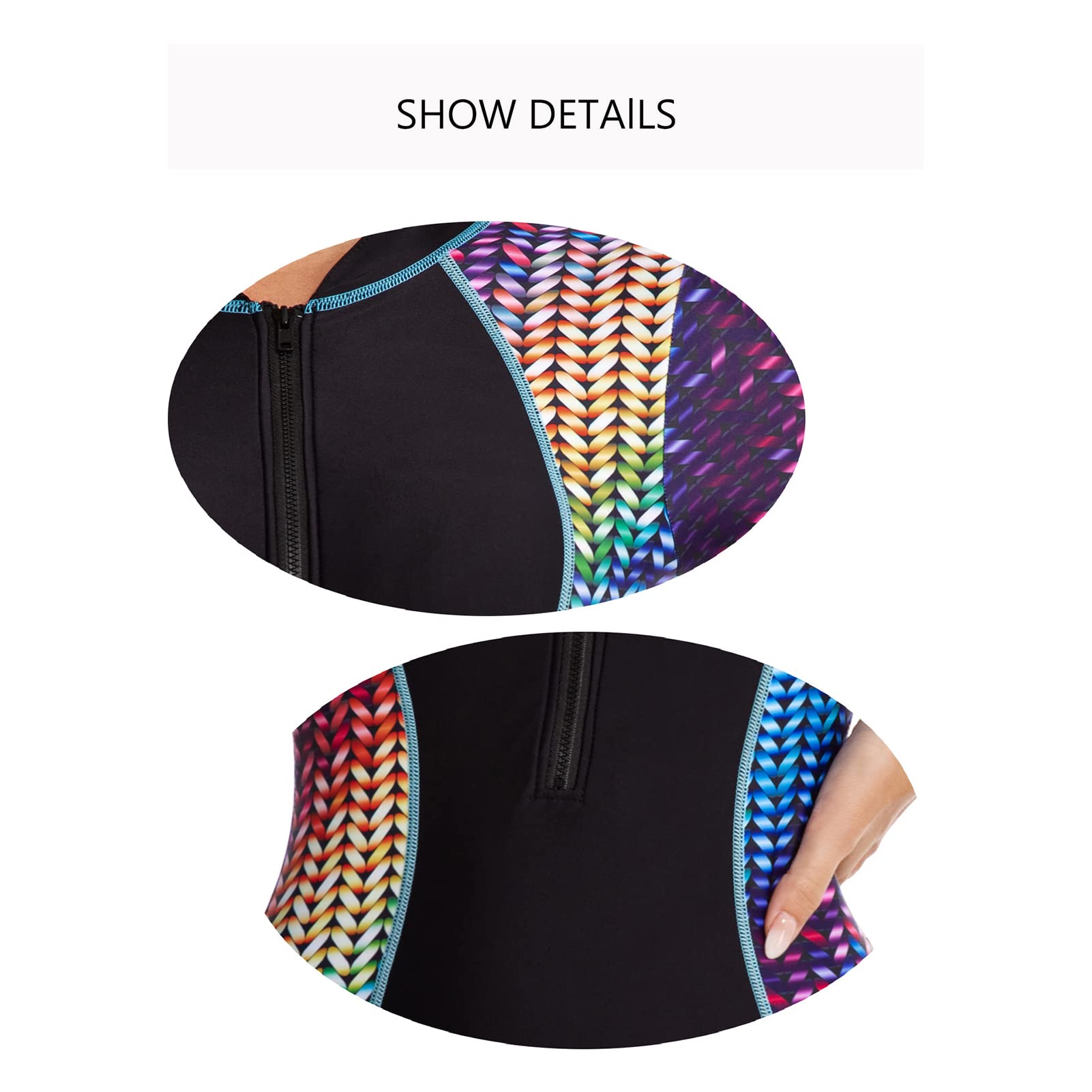 Femmes Une PièCe Manches Longues Combinaison Courte Fermeture éClair Avant Combinaisons de PlongéE Maillot de Bain Une PièCe pour La PlongéE PlongéE en ApnéE Natation Surf,Noir,L