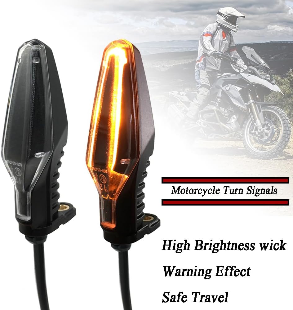 Universal 2PCS 12V LED Motorcycle Turn Signal Indicator Blinker Flashers Compatible with BMW R1200GS R1200R R1250GS R1250R LC ADV F750GS F850GS S1000RR S1000XR G310GS G310R (Clear)